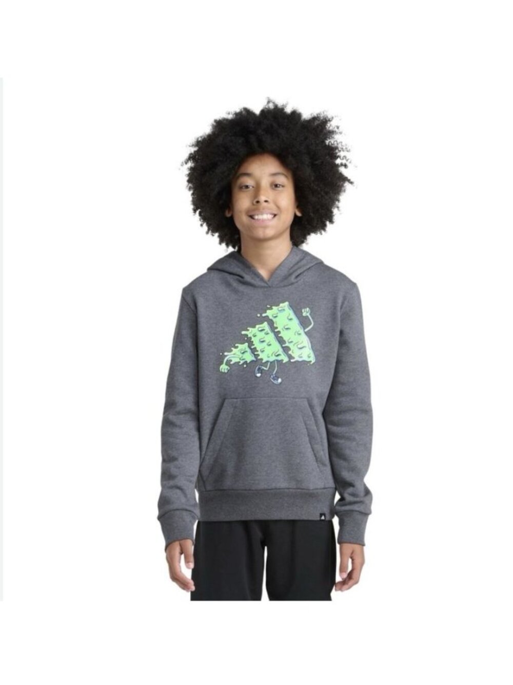 Adidas Medium (10-12) Heather Grey, Graphic Pullover Hoodie. New With Tags